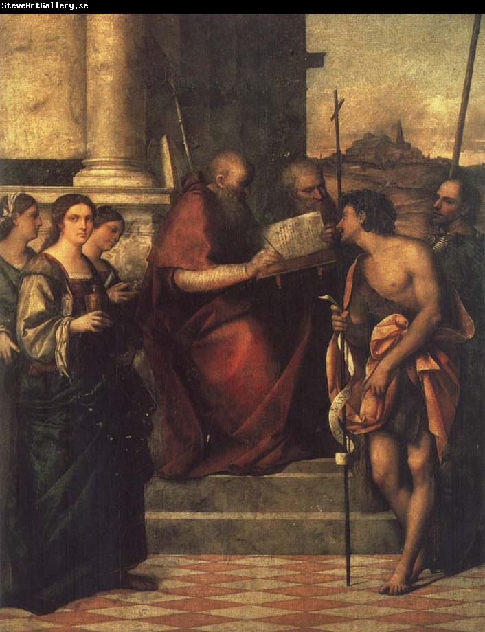 Sebastiano del Piombo St.John Chrysosbtom with Saints Catherine, Mary Magdalene,and lucia,and john the Evangelish,John the Baptist and Theodore